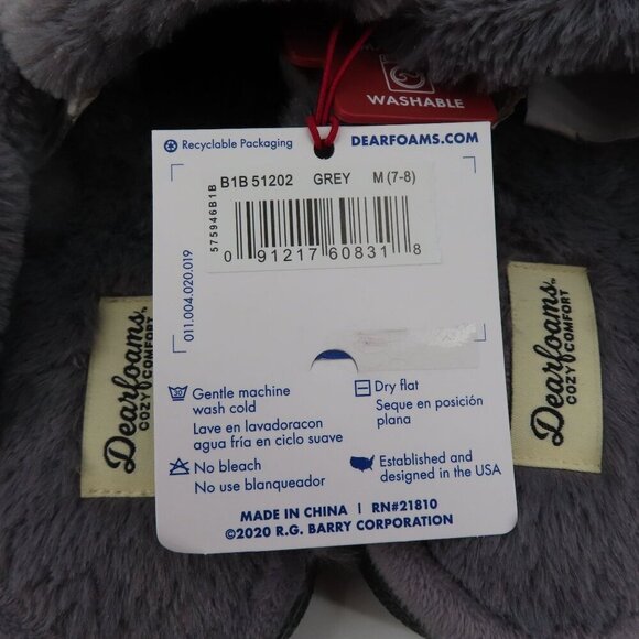 Dearfoams Women Medium 7-8 Grey Chenille Cable Knit Faux Fur Slide Slippers NEW - Picture 9 of 13